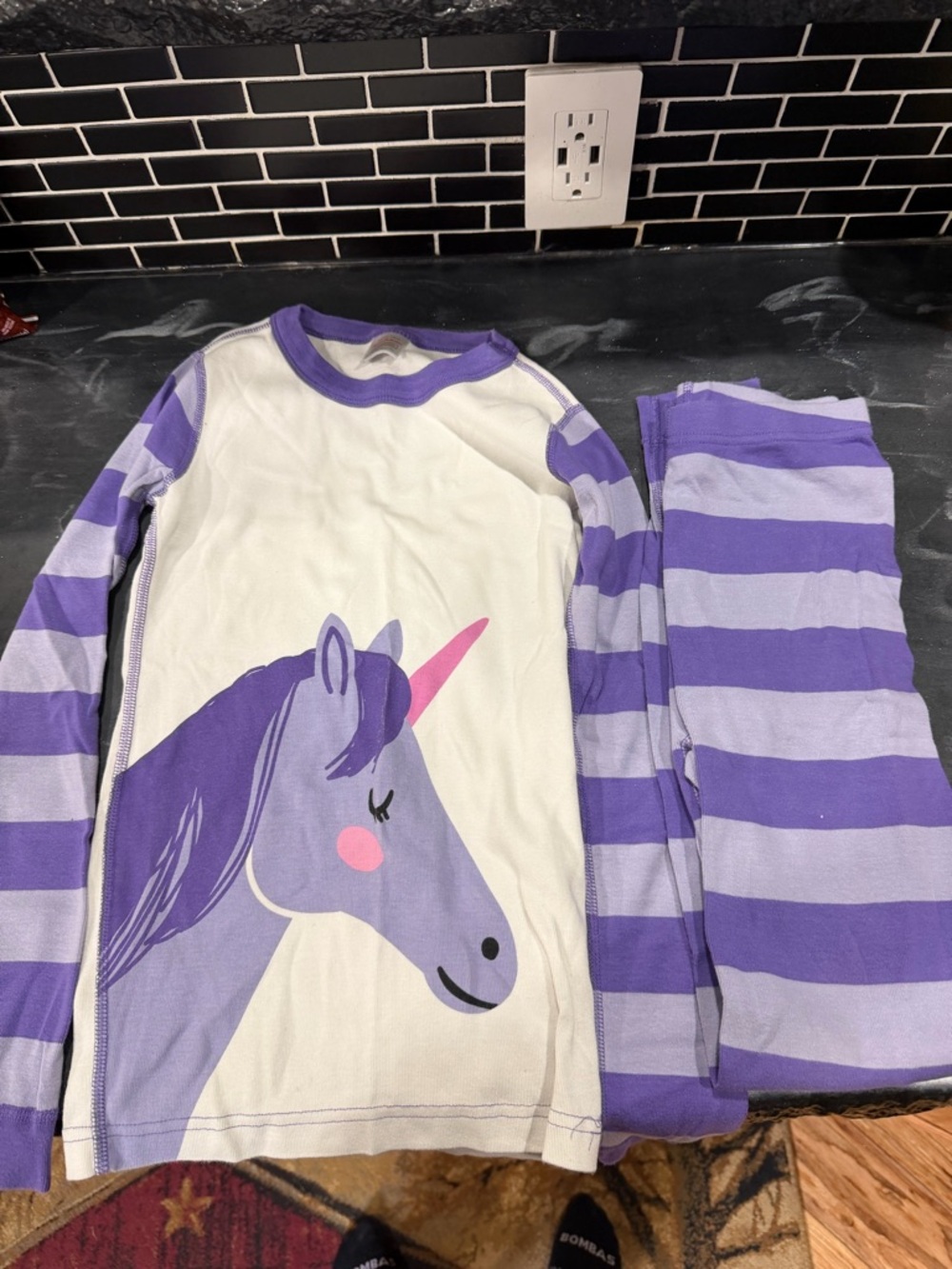Hanna Andersson Purple Unicorn Stripe Pajama Set